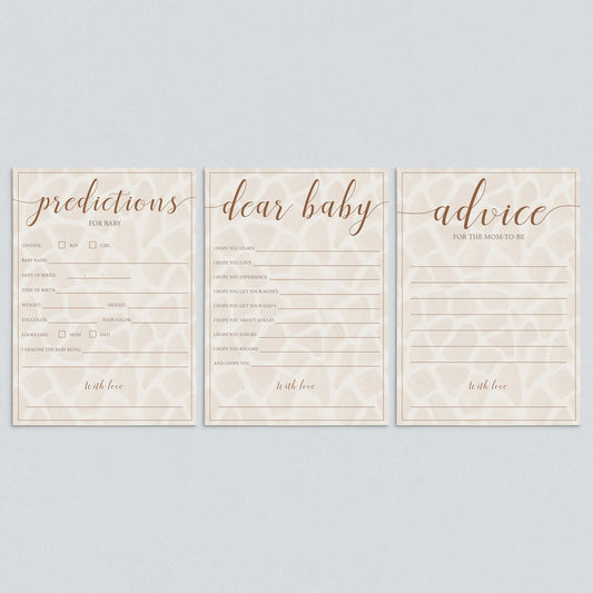 Neutral Safari Baby Shower Games Package Instant Download