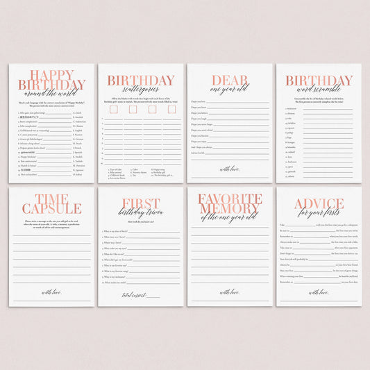 Girl 1st Birthday Party Games and Activities Printable by LittleSizzle