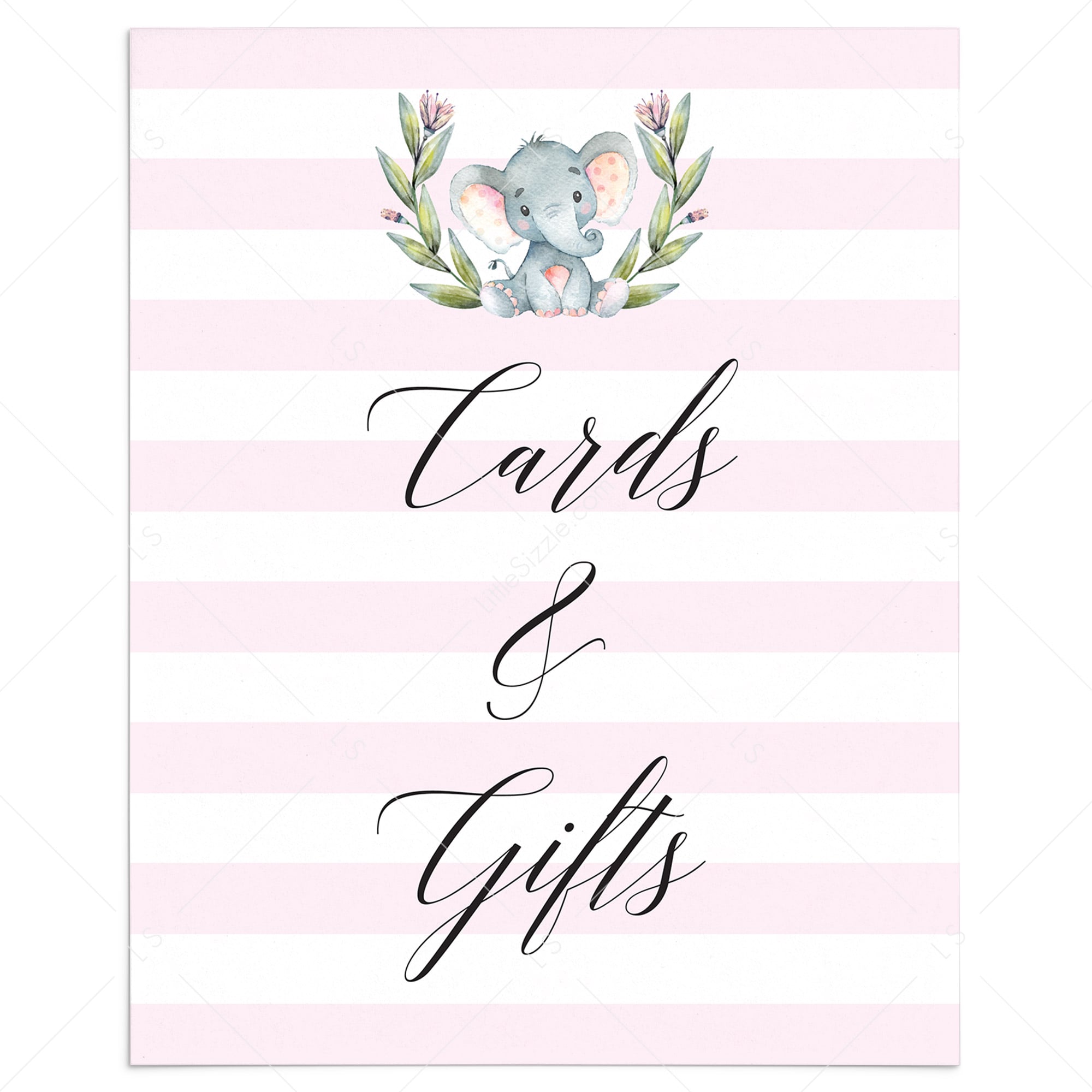 Elephant party gifts sign printable by LittleSizzle
