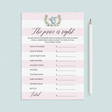 Elephant themed baby shower price is right game by LittleSizzle
