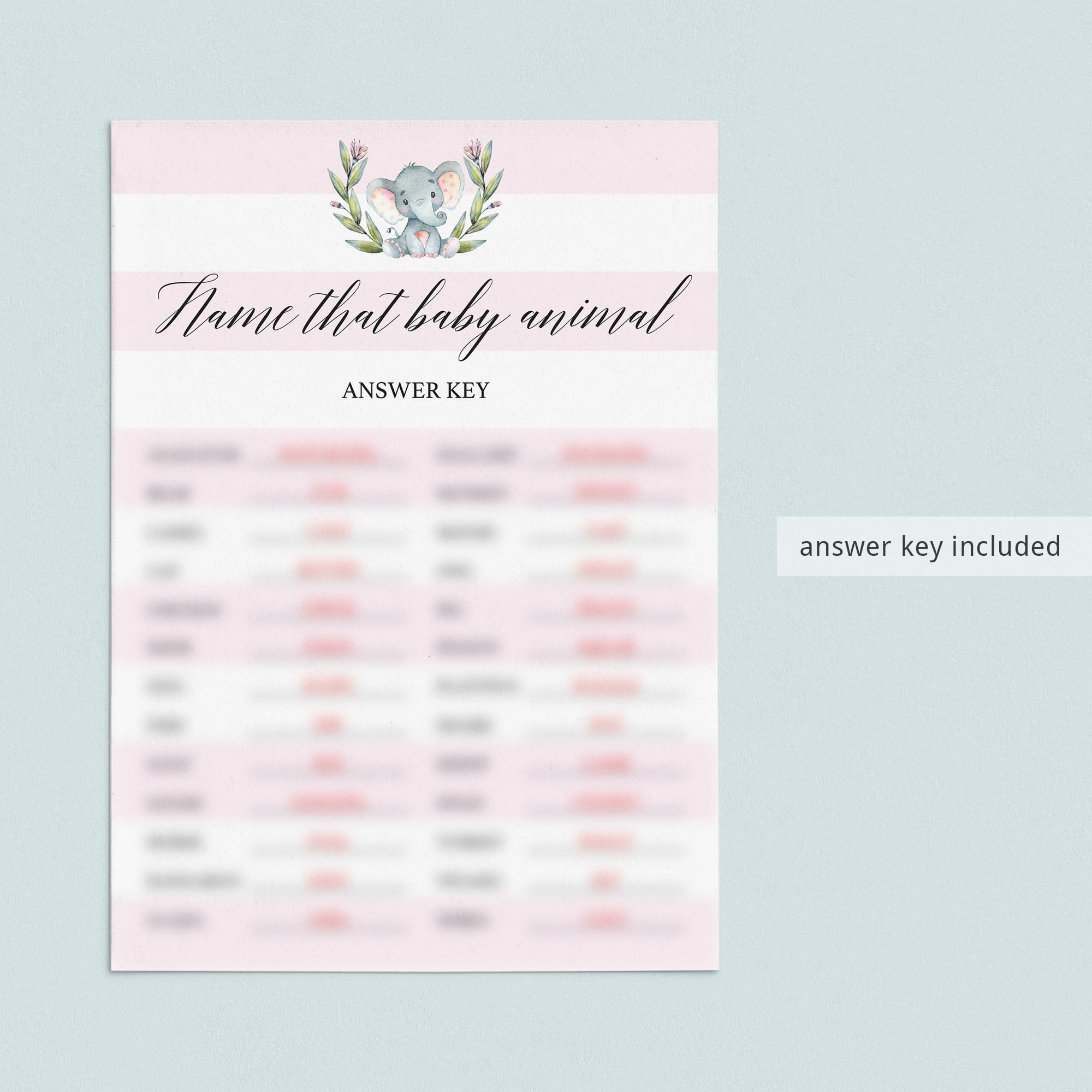 Name the baby animal quiz for girl baby party by LittleSizzle