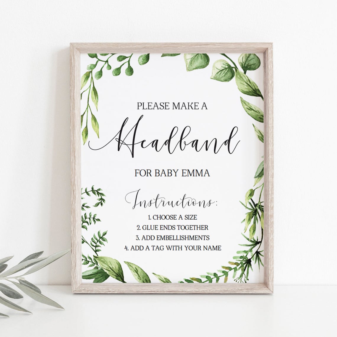 DIY baby shower activities headband instructions sign by LittleSizzle