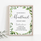 DIY baby shower activities headband instructions sign by LittleSizzle