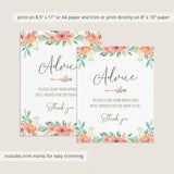 Floral Themed Advice Sign for Baby Shower Template