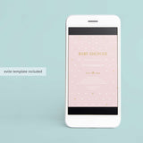 Baby Girl Shower Invite Template with Gold Hearts