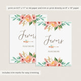 Bohemian Favors Table Sign Printable