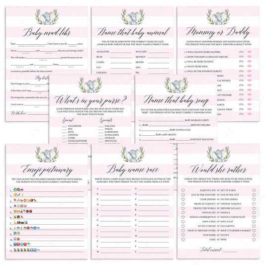 Printable Girl Baby Party Games Kit Pink and White by LittleSizzle
