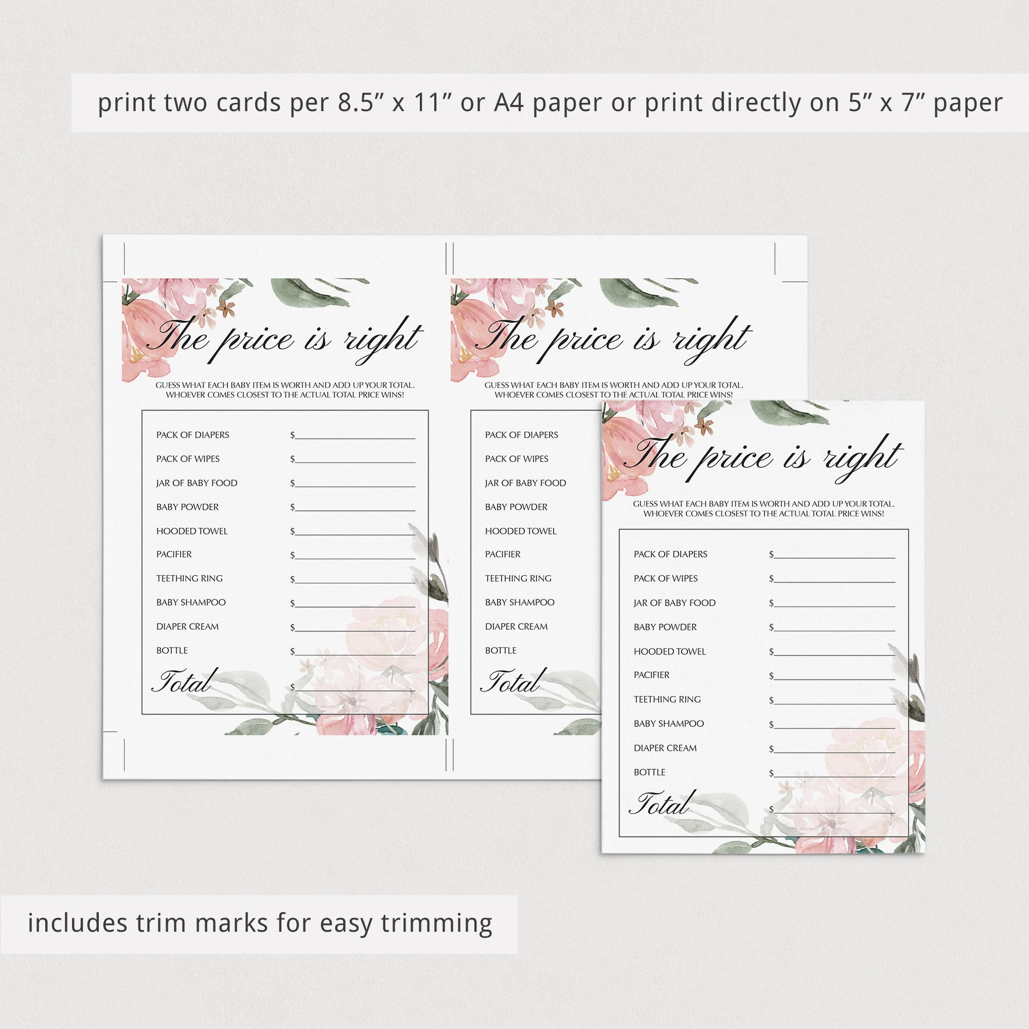 Printable price is right game for neutral baby sprinkle by LittleSizzle
