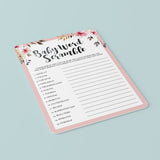 Pink baby word scramble game for girl baby party printable by LittleSizzle