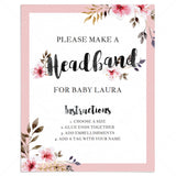 Headband station sign for floral baby shower printable by LittleSizzle