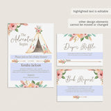 Boho Baby Girl Shower Invitation Set Download