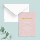 Baby Girl Shower Invite Template with Gold Hearts