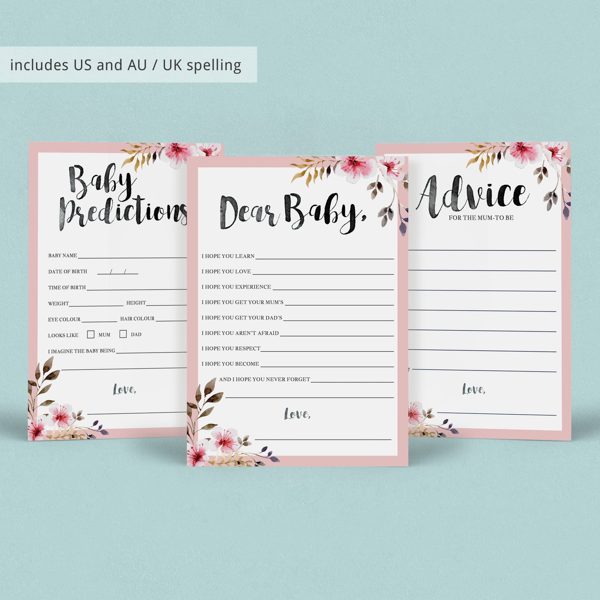 Floral baby shower keepsakes for new mum by LittleSizzle
