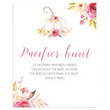 Pacifier hunt game sign for fall baby shower by LittleSizzle
