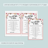 Baby Shower Games Package Floral Printable