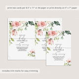 Blush Floral Baby Sprinkle Invitation Editable Template