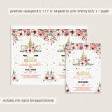 Unicorn Baby Sprinkle Invitation Template Pink and Gold