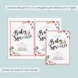 Baby Sprinkle Invitation Set Floral Editable Templates