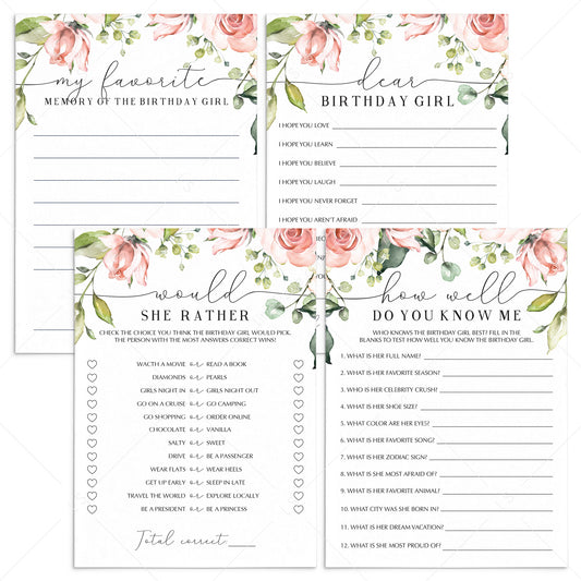 Floral Birthday Games For Brunch Printable by LittleSizzle