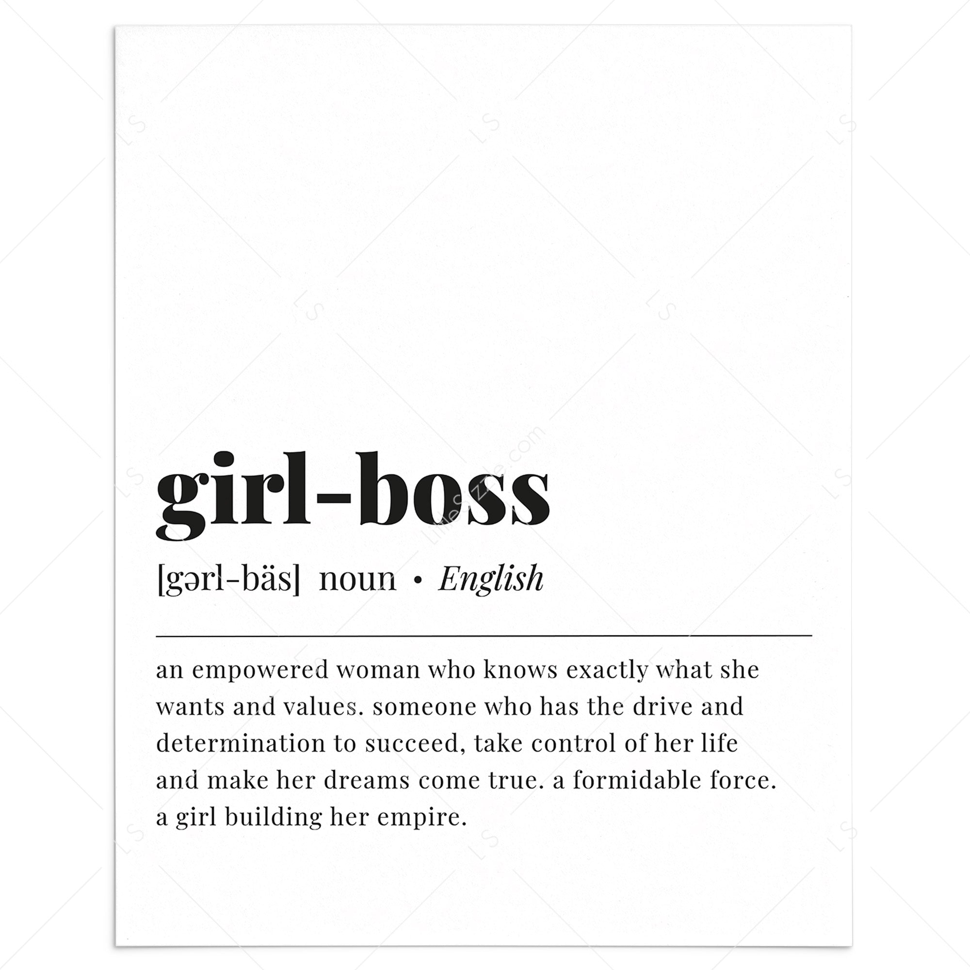Definition Print | Girl Boss Wall Art | Instant Download –