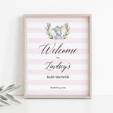 Pink Elephant Party Welcome Sign Template
