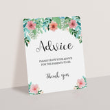 Editable new mom advice sign for baby girl shower by LittleSizzle