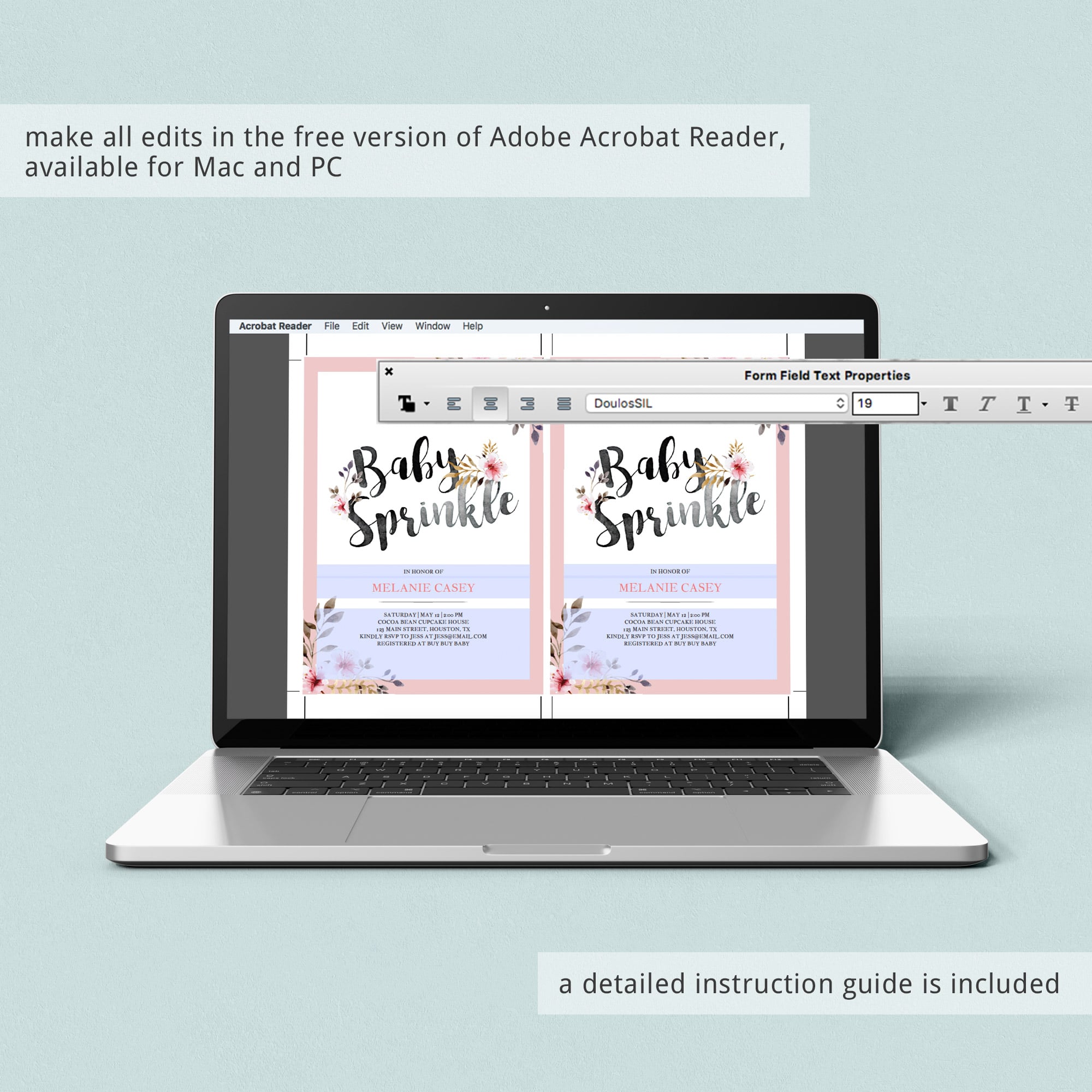 Printable baby sprinkle invitation floral theme by LittleSizzle