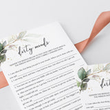 Dirty Minds Bachelorette Game Printable