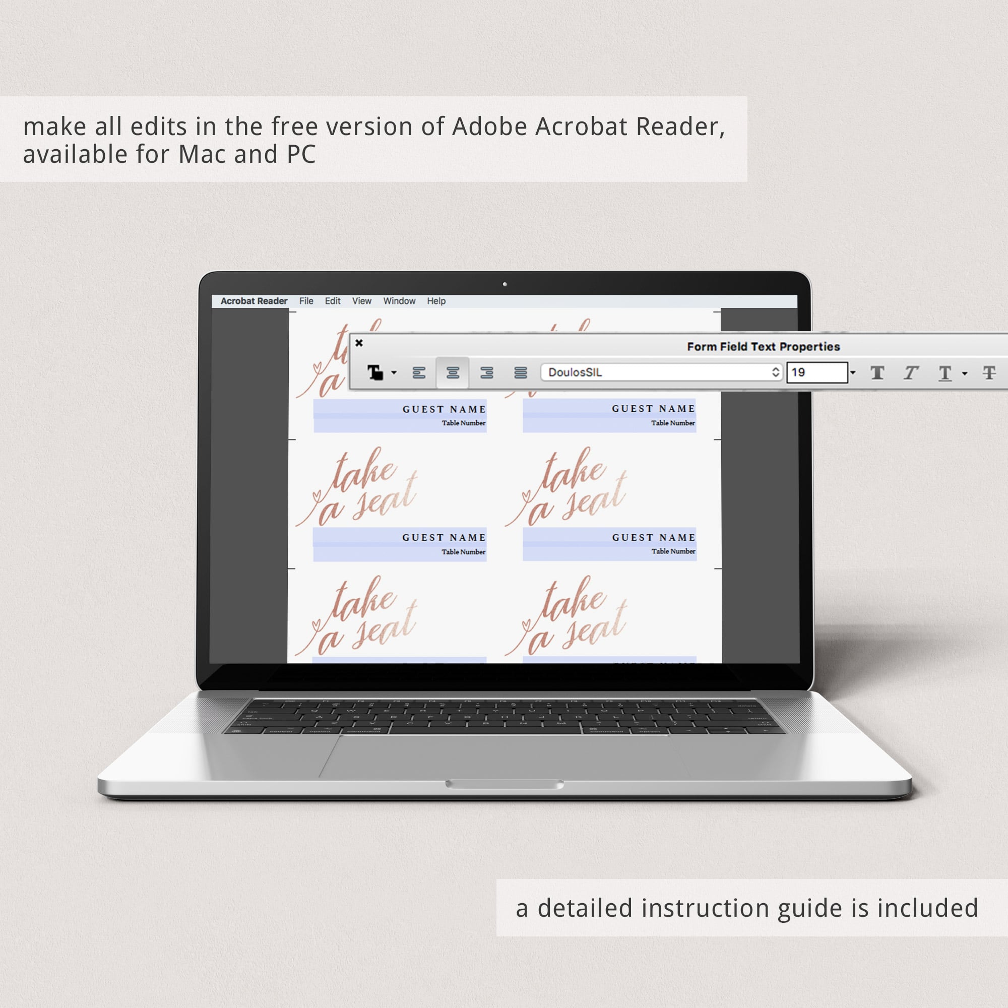 Rose Gold Bridal Shower Name Cards