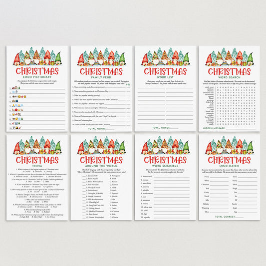 Gnomes Christmas Games for Family Printables by LittleSizzle