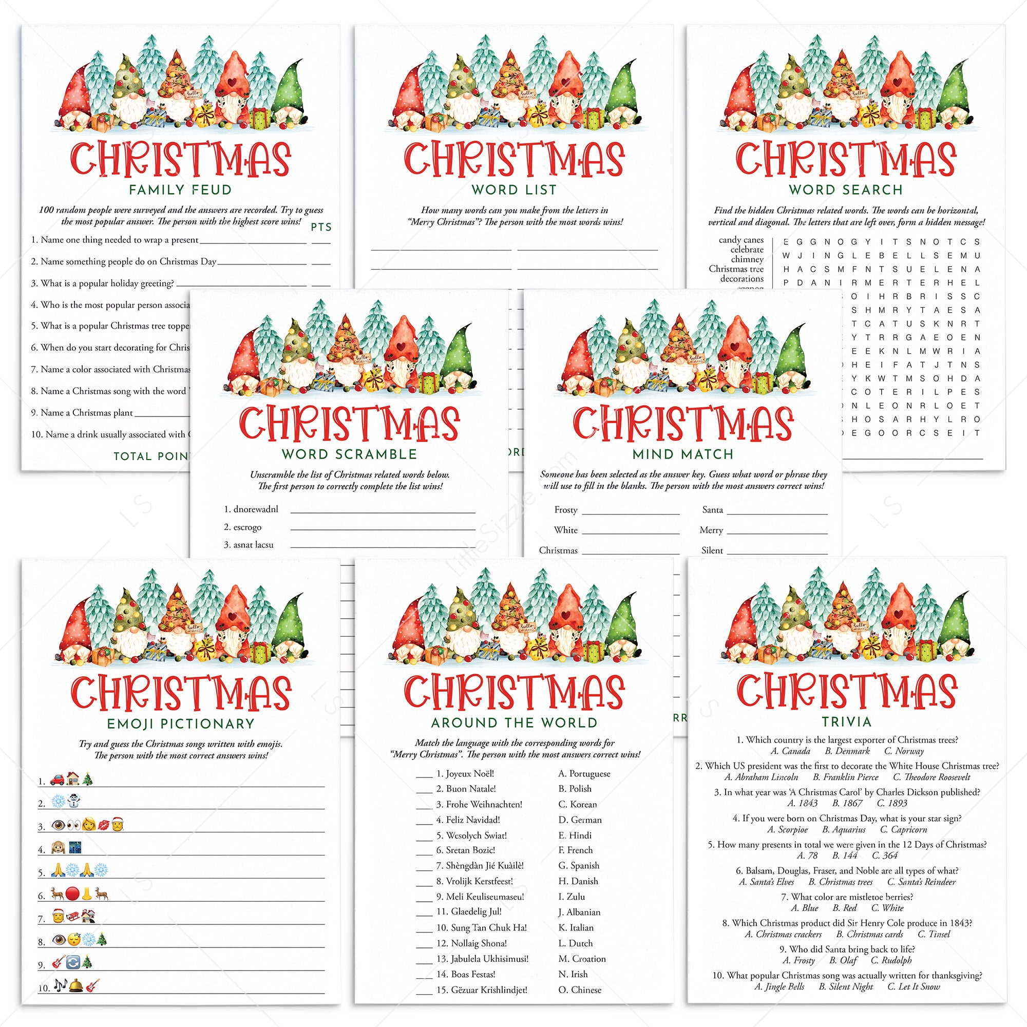 gnomes-christmas-games-for-family-printables-instant-download-littlesizzle for Free Printable Christmas Games For Adults With Answers Gnomes Christmas Games for Family Printables | Instant Download – LittleSizzle for Free Printable Christmas Games For Adults With Answers
