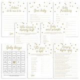 Gold printable baby shower games by LittleSizzle