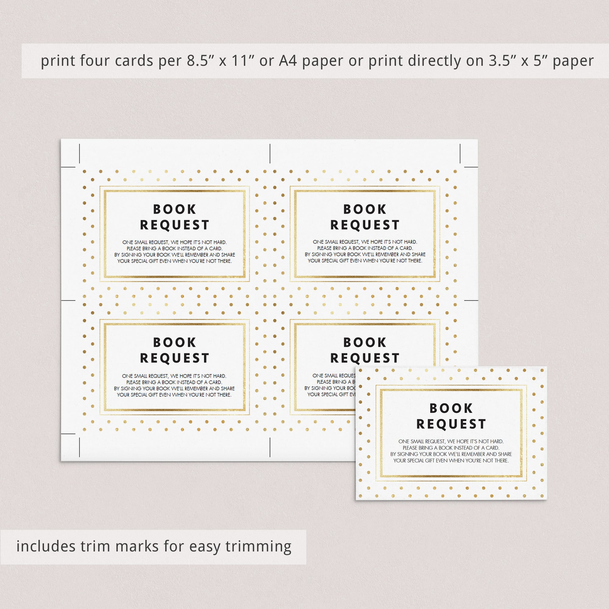 Editable bring a book instead of a card for gold baby shower by LittleSizzle