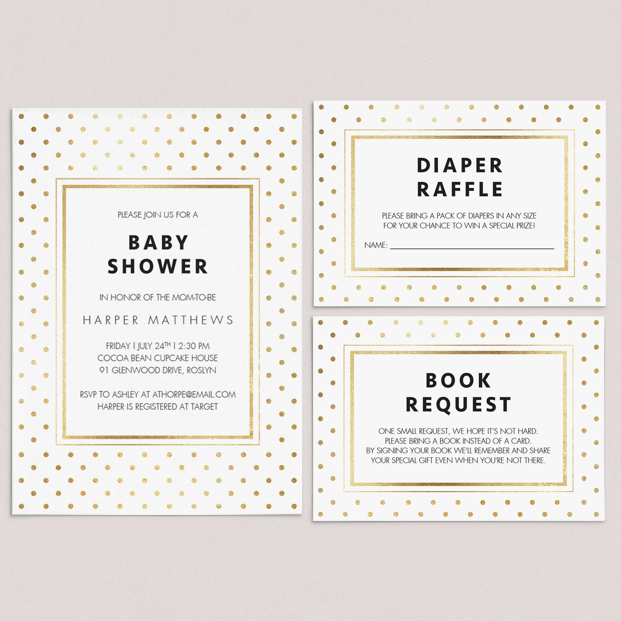 Gold invitation templates for baby shower gender neutral by LittleSizzle