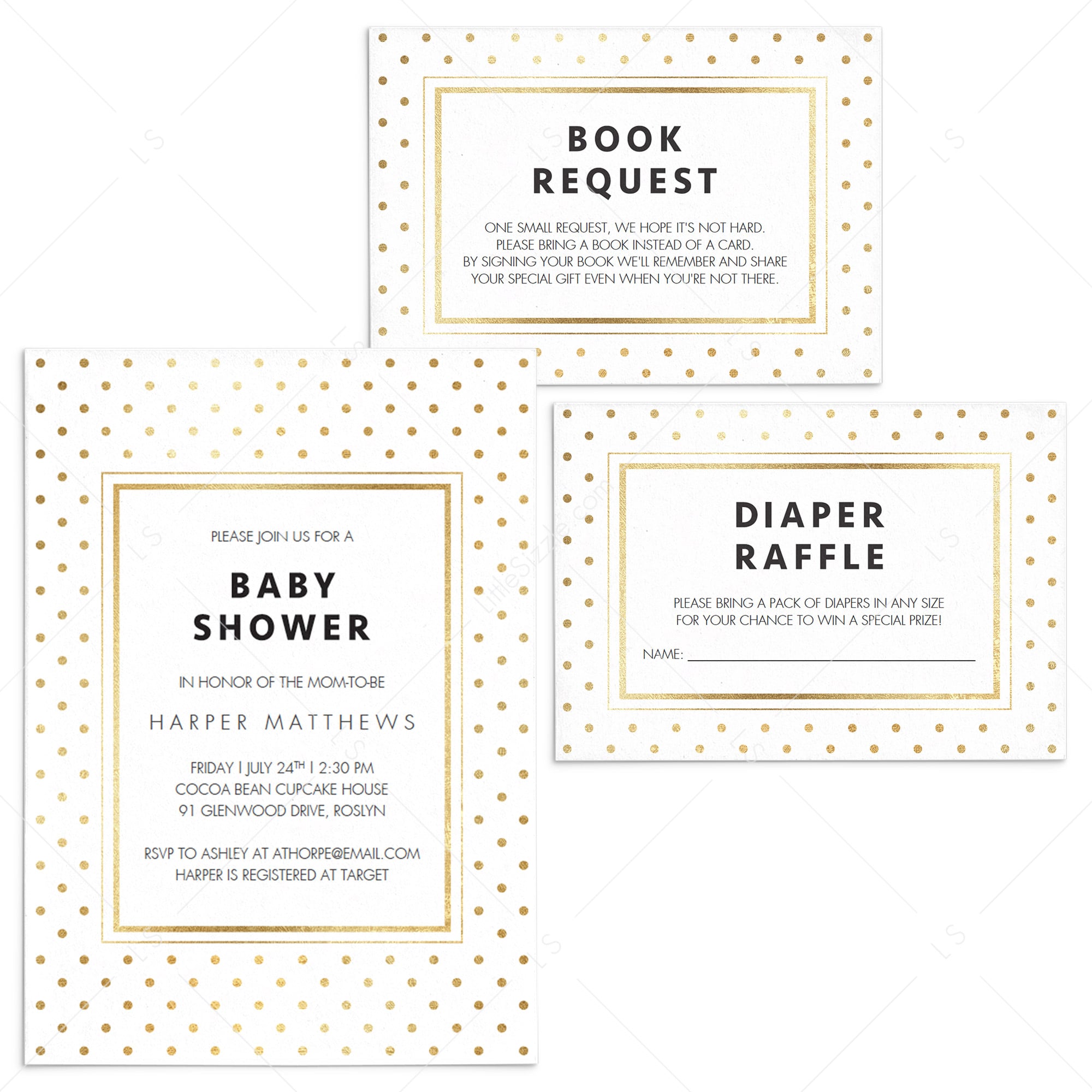 Gold invitation templates for baby shower gender neutral by LittleSizzle