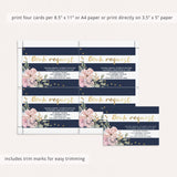 Printable invitation inserts for navy, gold and pink baby shower by LittleSizzle