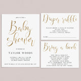 Editable gold baby shower invitation templates by LittleSizzle