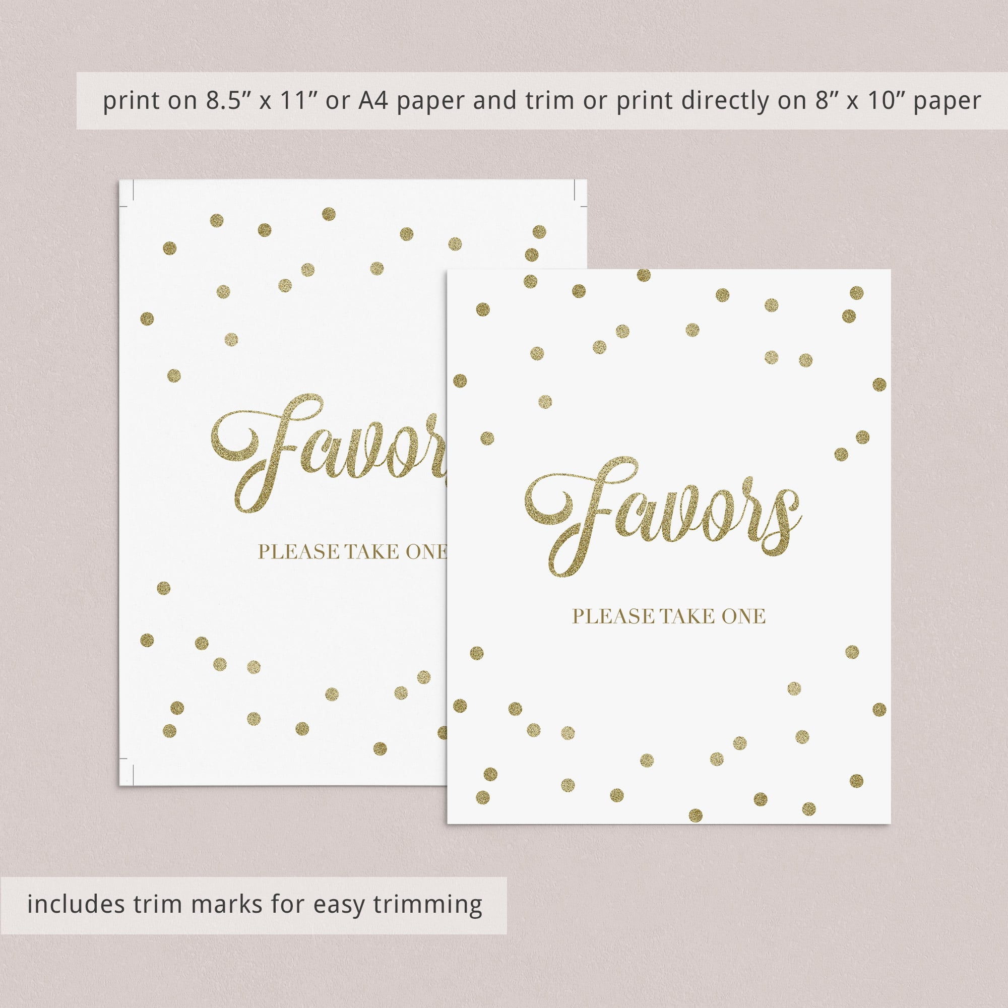 Instant download gold confetti party favors sign by LittleSizzle