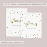 Instant download gold confetti party favors sign by LittleSizzle