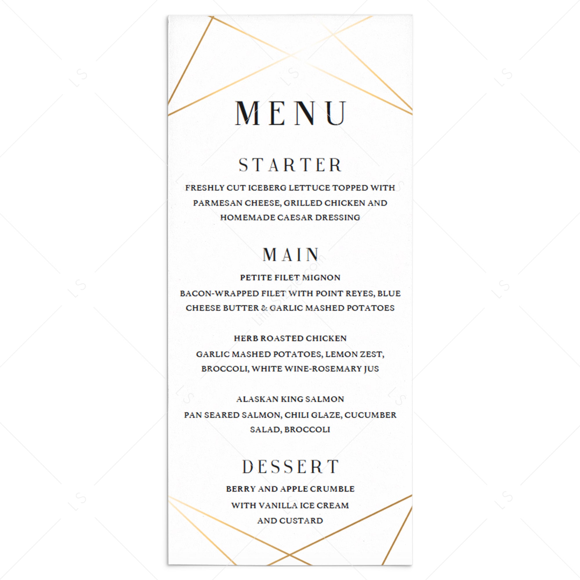 Modern gold menu cards template by LittleSizzle