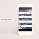 Navy, Pink and Gold Invitation Templates for Baby Shower