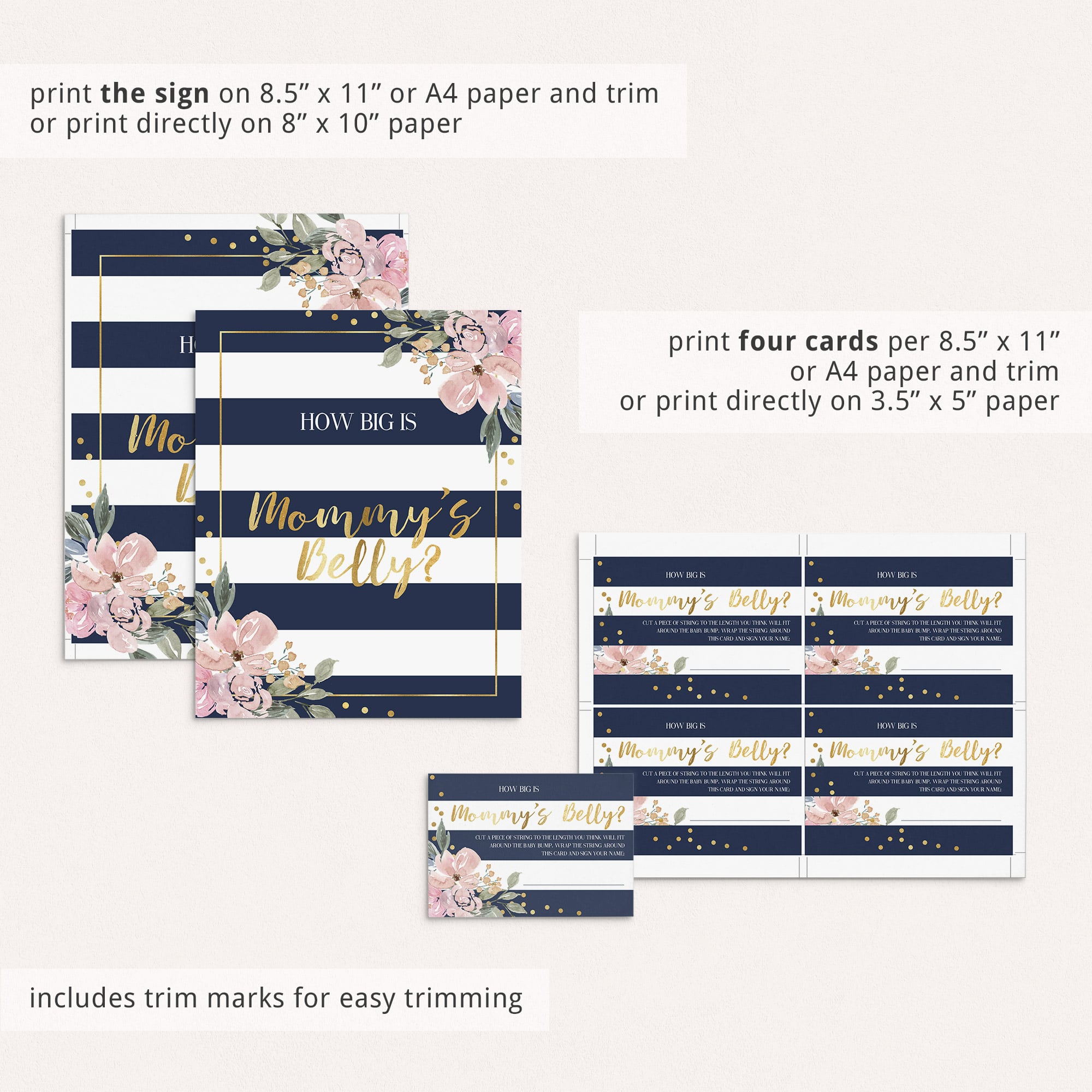 Pink floral baby party guessing game cards by LittleSizzle
