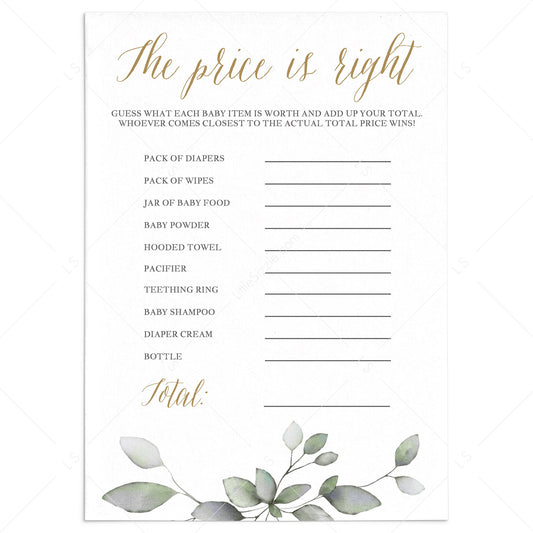 Gender Neutral Baby Shower Game The Price Is Right by LittleSizzle