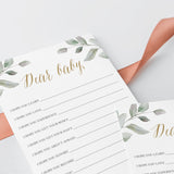 Gold and Greenery Baby Shower Keepsakes Games Bundle