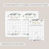 Gold And Greenery Baby Shower Bingo Cards Prefilled