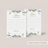 Watercolor botanical leaves baby shower games by LittleSizzle