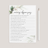 Modern Baby Shower Game Printable Nursery Rhyme Quiz by LittleSizzle