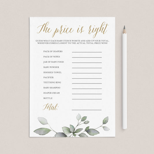 Gender Neutral Baby Shower Game The Price Is Right by LittleSizzle