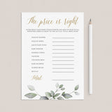 Gold and Greenery Baby Shower Games Pack Printable
