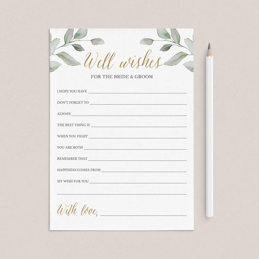 Elegant Wedding Well Wishes And Advice Cards Printable by LittleSizzle